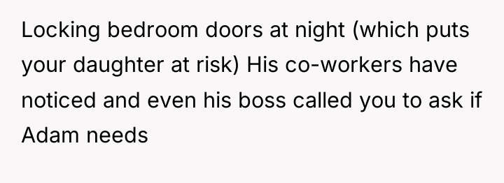 Locking bedroom doors at night (which puts your daughter at...
