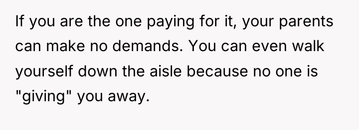 If you are the one paying for it, your parents...