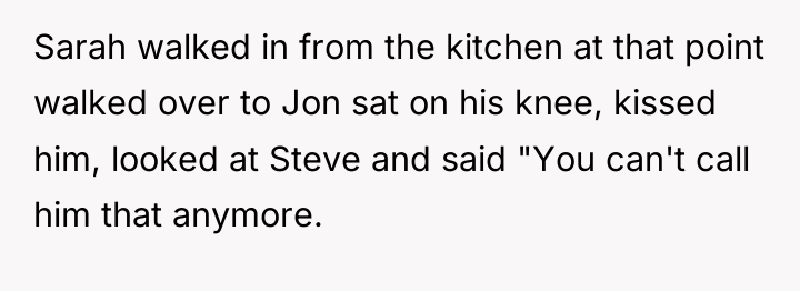 Sarah walked in from the kitchen at that point walked...