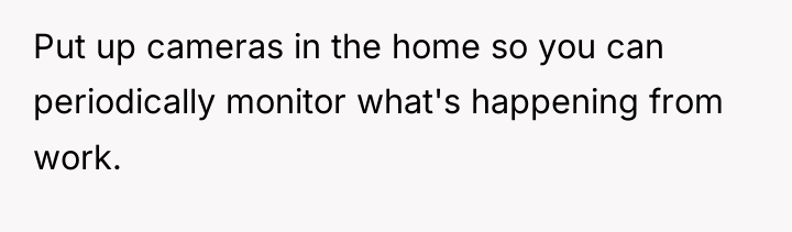 Put up cameras in the home so you can periodically...