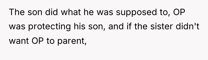 The son did what he was supposed to, OP was...