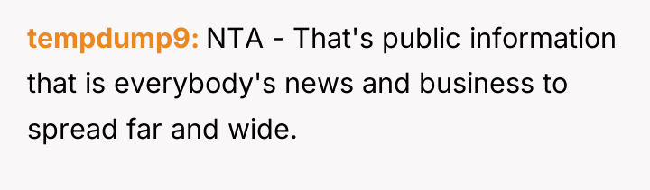 tempdump9 NTA - That's public information that is everybody's news...