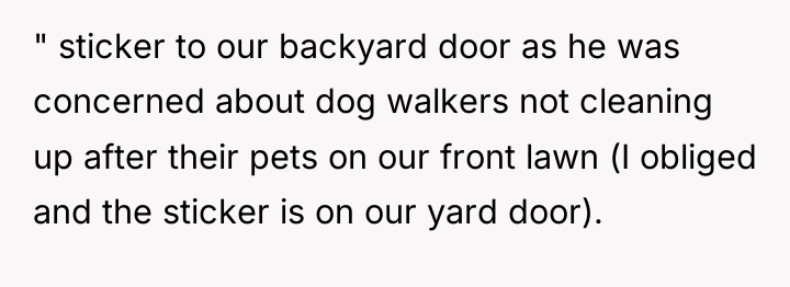 " sticker to our backyard door as he was concerned...