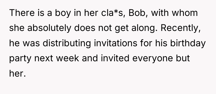 There is a boy in her cla*s, Bob, with whom...
