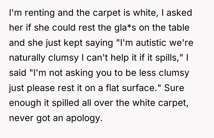 I'm renting and the carpet is white, I asked her...