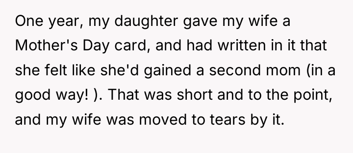 One year, my daughter gave my wife a Mother's Day...