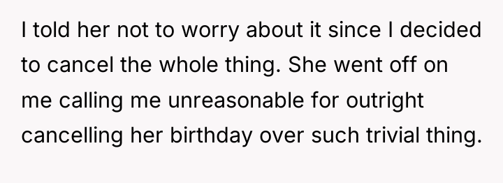 I told her not to worry about it since I...