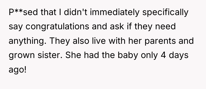 P**sed that I didn't immediately specifically say congratulations and ask...
