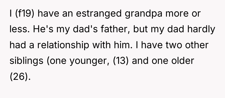I (f19) have an estranged grandpa more or less. He's...