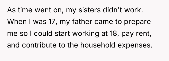 As time went on, my sisters didn't work. When I...