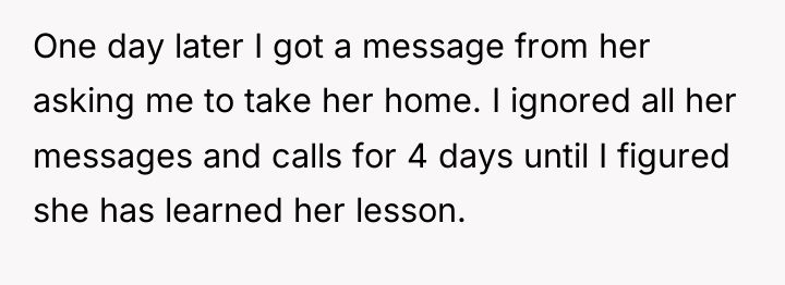 One day later I got a message from her asking...