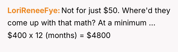 LoriReneeFye Not for just $50. Where'd they come up with...