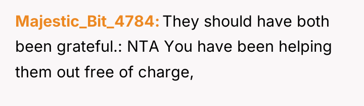 Majestic_Bit_4784 They should have both been grateful.: NTA You have...