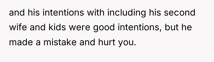 and his intentions with including his second wife and kids...