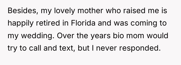 Besides, my lovely mother who raised me is happily retired...