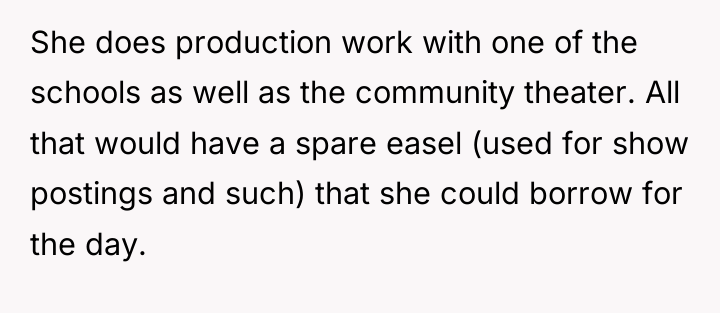 She does production work with one of the schools as...