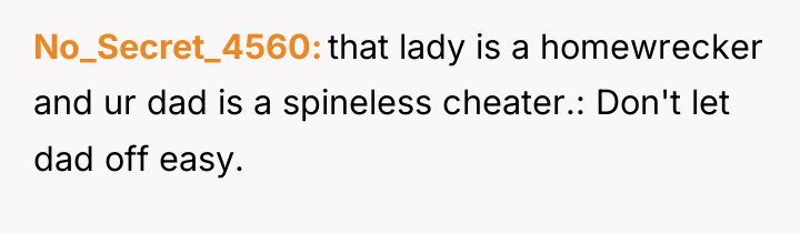 No_Secret_4560 that lady is a homewrecker and ur dad is...