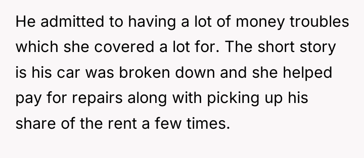 He admitted to having a lot of money troubles which...