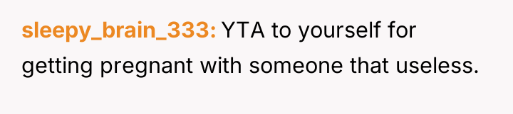 sleepy_brain_333 YTA to yourself for getting pregnant with someone that...