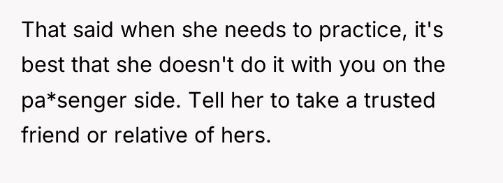 That said when she needs to practice, it's best that...