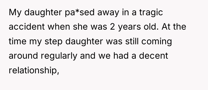 My daughter pa*sed away in a tragic accident when she...