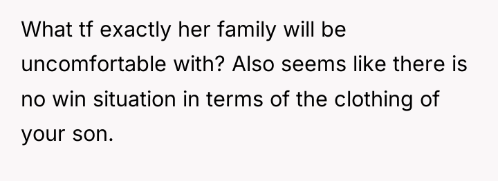 What tf exactly her family will be uncomfortable with? Also...