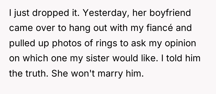 I just dropped it. Yesterday, her boyfriend came over to...