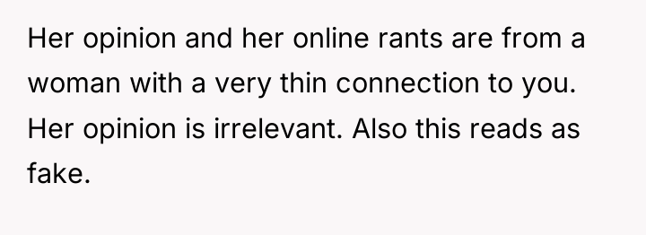 Her opinion and her online rants are from a woman...