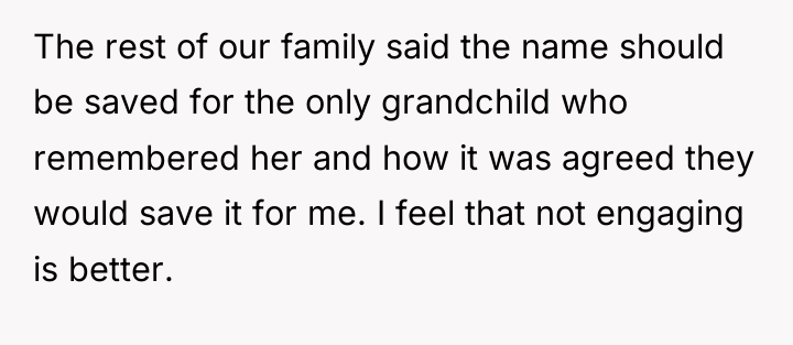 The rest of our family said the name should be...