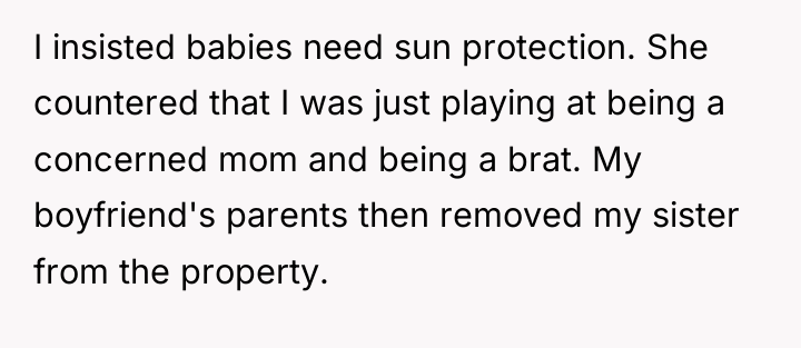 I insisted babies need sun protection. She countered that I...