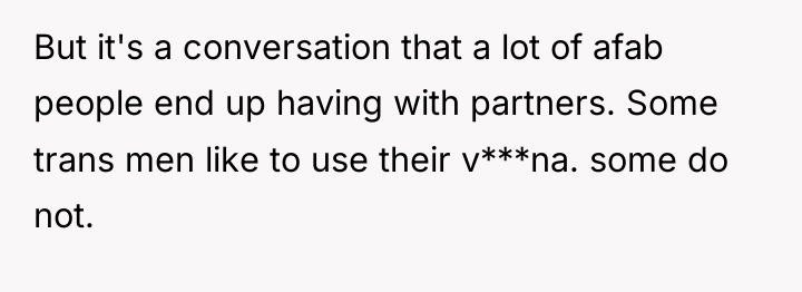 But it's a conversation that a lot of afab people...