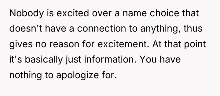Nobody is excited over a name choice that doesn't have...