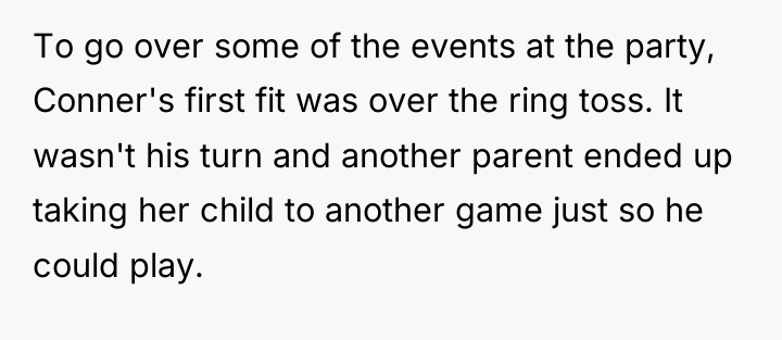 To go over some of the events at the party,...