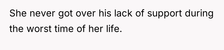 She never got over his lack of support during the...