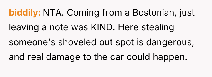 biddily NTA. Coming from a Bostonian, just leaving a note...