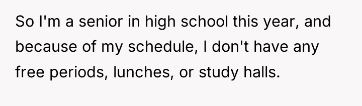 So I'm a senior in high school this year, and...