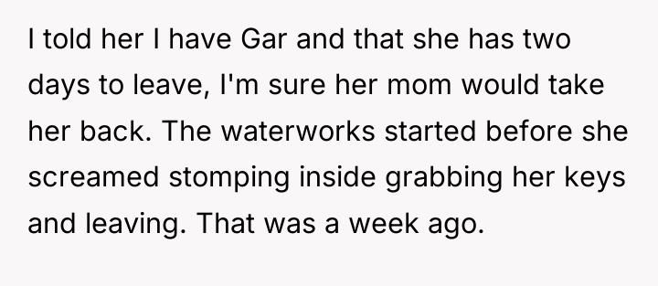 I told her I have Gar and that she has...