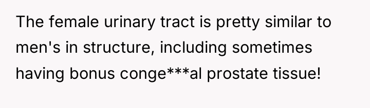 The female urinary tract is pretty similar to men's in...