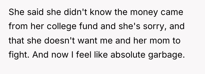 She said she didn't know the money came from her...