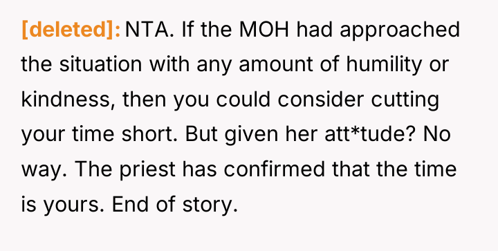 [deleted] NTA. If the MOH had approached the situation with...