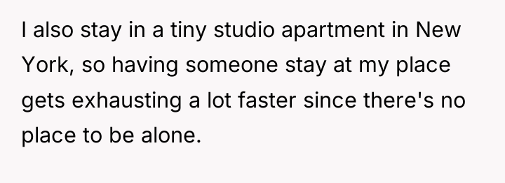 I also stay in a tiny studio apartment in New...
