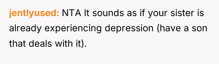 jentlyused NTA It sounds as if your sister is already...