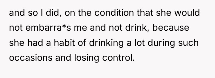 and so I did, on the condition that she would...