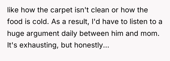 like how the carpet isn't clean or how the food...
