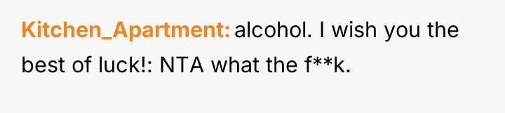 Kitchen_Apartment alcohol. I wish you the best of luck!: NTA...