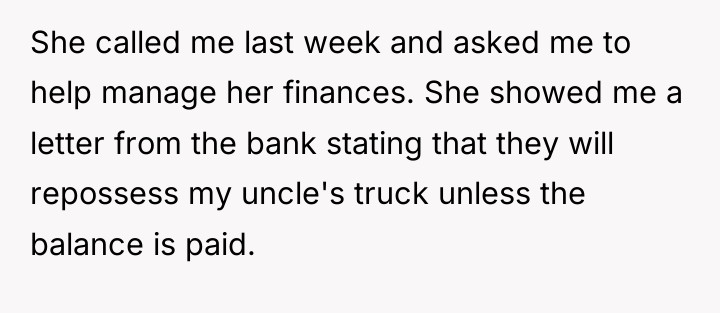 She called me last week and asked me to help...