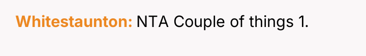 Whitestaunton NTA Couple of things 1.