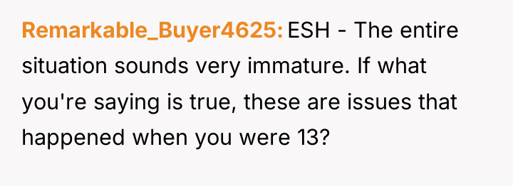 Remarkable_Buyer4625 ESH - The entire situation sounds very immature. If...