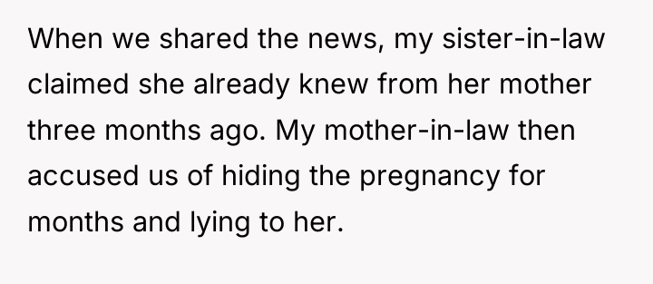 When we shared the news, my sister-in-law claimed she already...