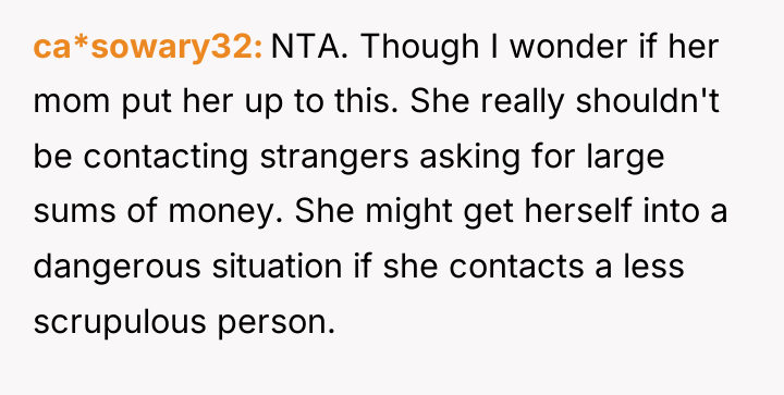 ca*sowary32 NTA. Though I wonder if her mom put her...
